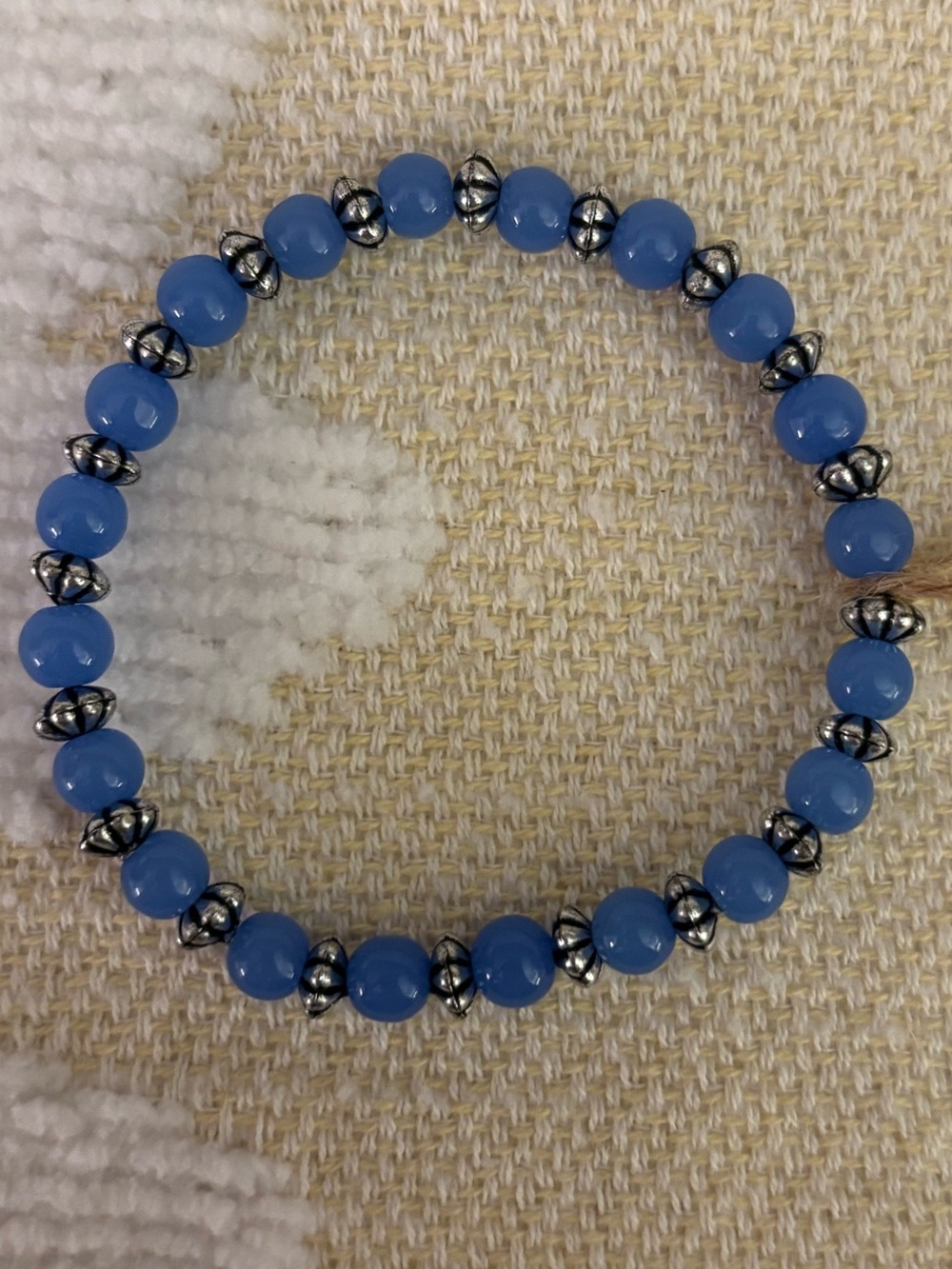 Periwinkle Beaded Bracelet with Silver Accents